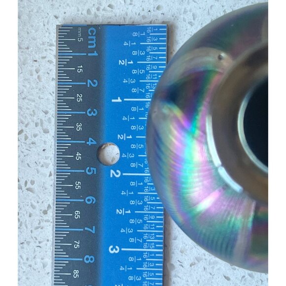 The Glass Eye Studio Blown Glass Bud Vase Signed 1982 Mt. St. Helen Iridescent - Picture 6 of 10